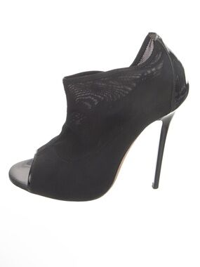 Jimmy Choo Black Mesh Peep-Toe Stiletto Bootie